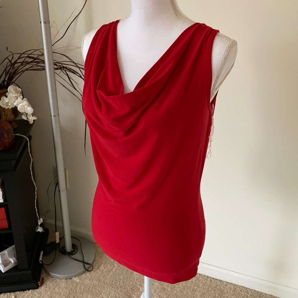 Mim Red Office/Festive Draping Top